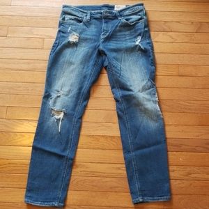 Cosmic Blue Love Distressed Ankle Jeans